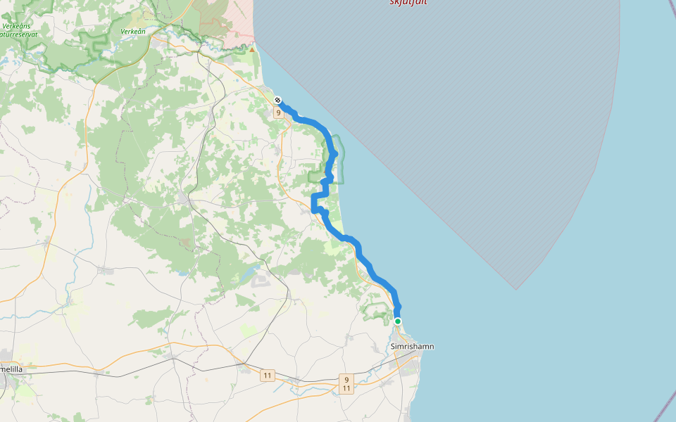 Skåneleden 4, Etapp 5: Simrishamn – Kivik walking route map in Simrishamn