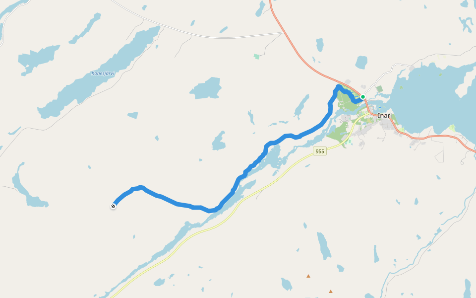 Inari - Otsamo retkeilyreitti walking route map in Inari