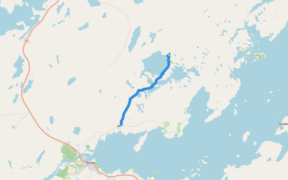 Pielpajärven erämaakirkon polku walking route map in Inari