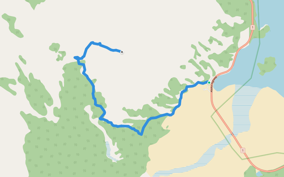 Sheep Creek walking route map in Destruction Bay