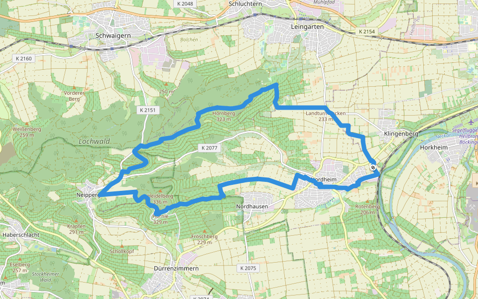 Z7 Panoramatour Heuchelberg walking route map in Nordheim