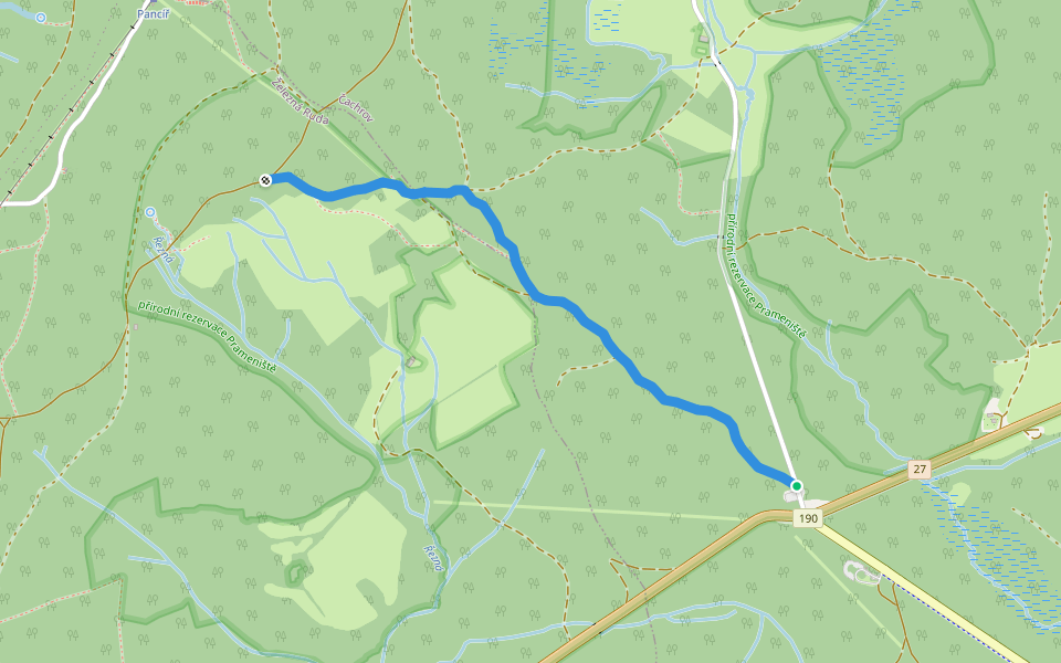 [Ž] Gerlova Huť - prameniště Řezné walking route map in Čachrov