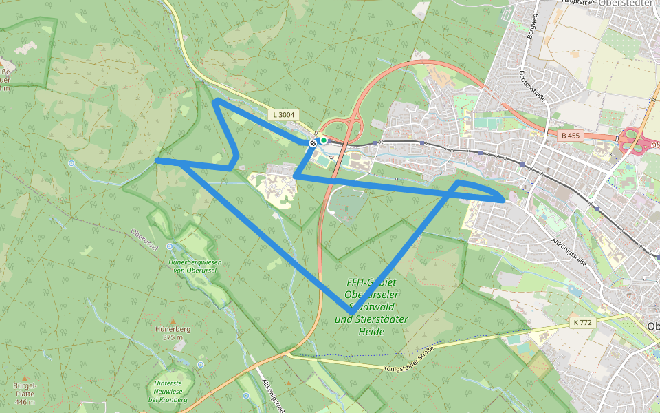 Oberurseler Rundwanderweg 1 walking route map in Oberursel (Taunus)