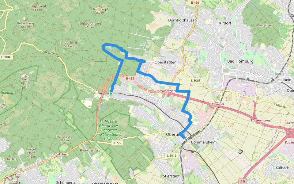 Oberurseler Rundwanderweg 3 walking route map in Oberursel (Taunus)