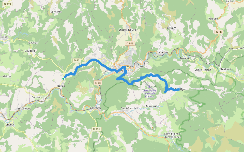 UV 03 : Barjac - Lanuéjols walking route map in Barjac