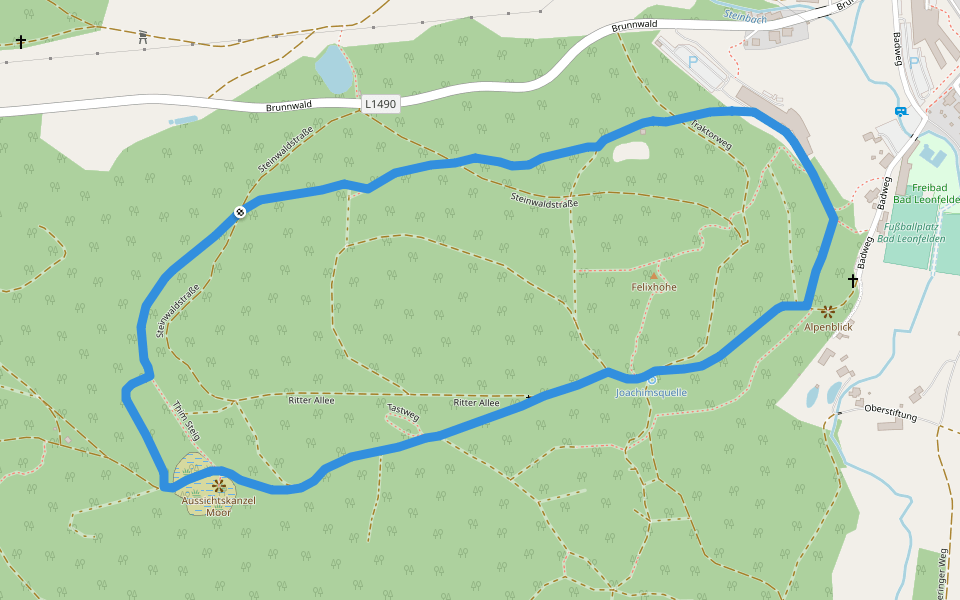 Franzensweg walking route map in Bad Leonfelden