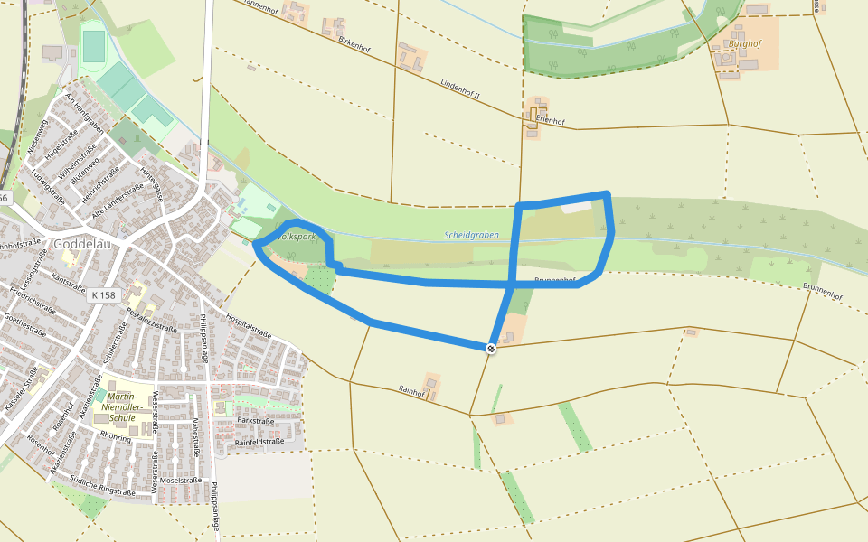 Goller Erlebnispfad Altes Neckarbett walking route map in Riedstadt