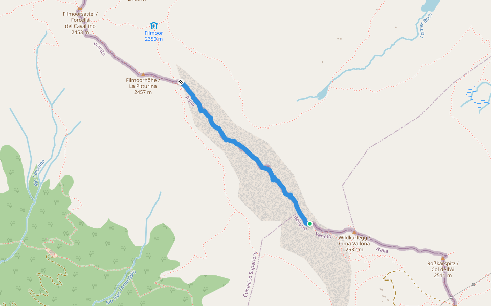 Sentiero attrezzato Corrado D'Ambros walking route map in Kartitsch