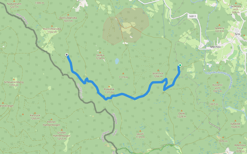 [Z] Poledník-Zelenohorské chalupy walking route map in Prášily