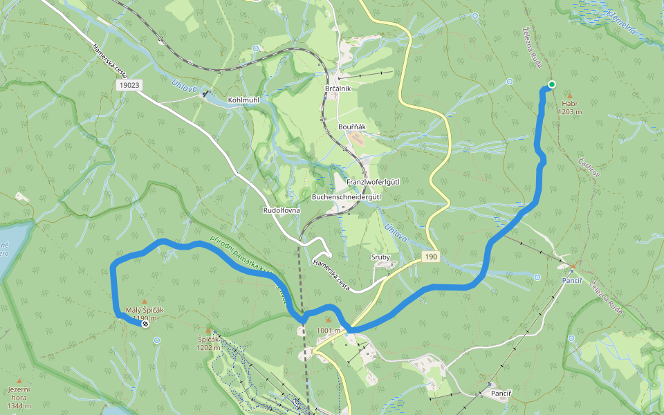 [M] Pod Malým Špičákem - Habr walking route map in Železná Ruda