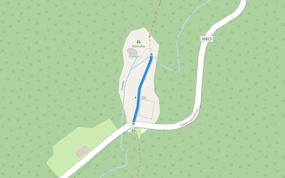 [Č] odb. ke kapli Klokočka walking route map in Nová Ves u Bakova