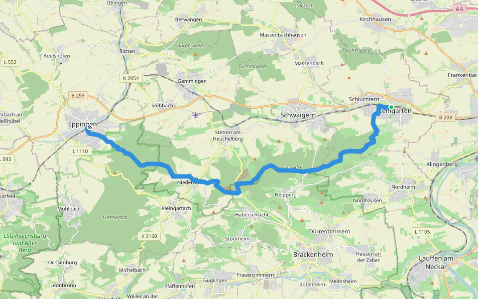 KR1 Weinwanderung am Heuchelberg walking route map in Leingarten
