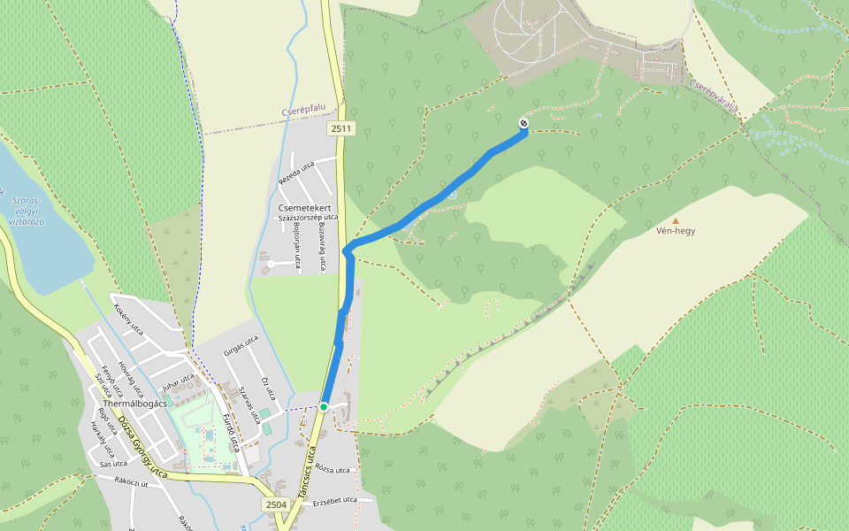 P▲ (Hintó-völgy) walking route map in Bogács