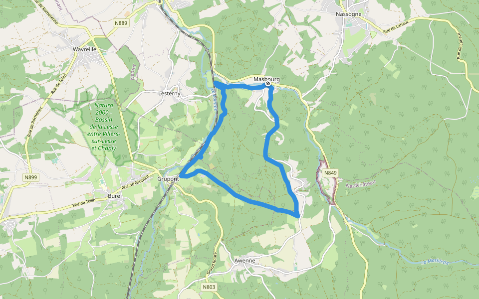15. Promenade du Coucou walking route map in Nassogne