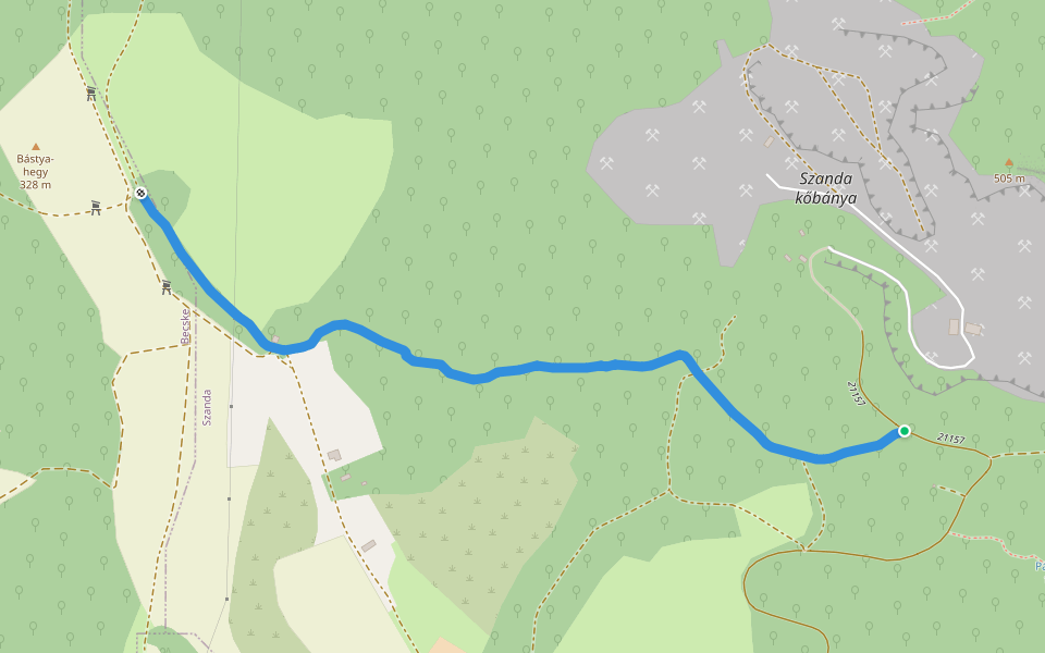 Zöldút walking route map in Szanda