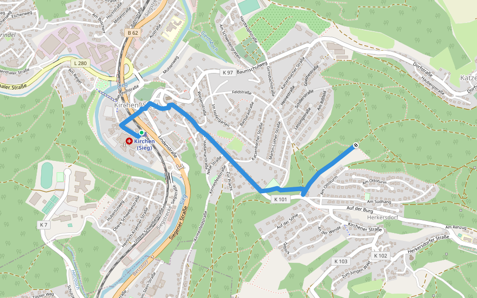 Natursteig Sieg Zugang Kirchen walking route map in Kirchen (Sieg)