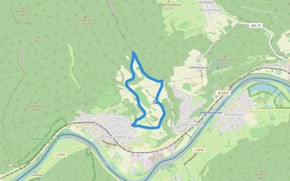 Roter Schmetterling, Rundwanderweg Dorfprozelten walking route map in Dorfprozelten