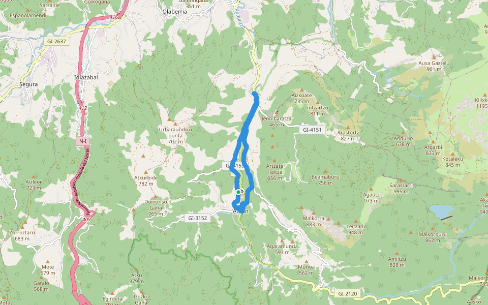 SL-GI 2007 Sara ibilbidea walking route map in Ataún