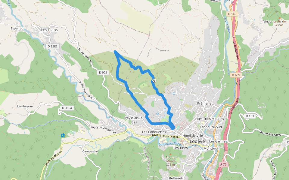 Le livre du lodévois walking route map in Lodève