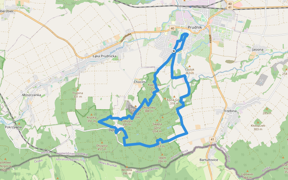 Szlak Lasów Królewskiego Miasta Prudnika walking route map in Prudnik