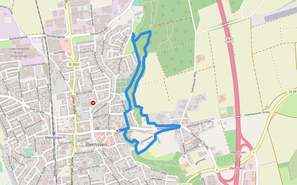 Illertisser Bienenweg, kurze Strecke walking route map in Illertissen