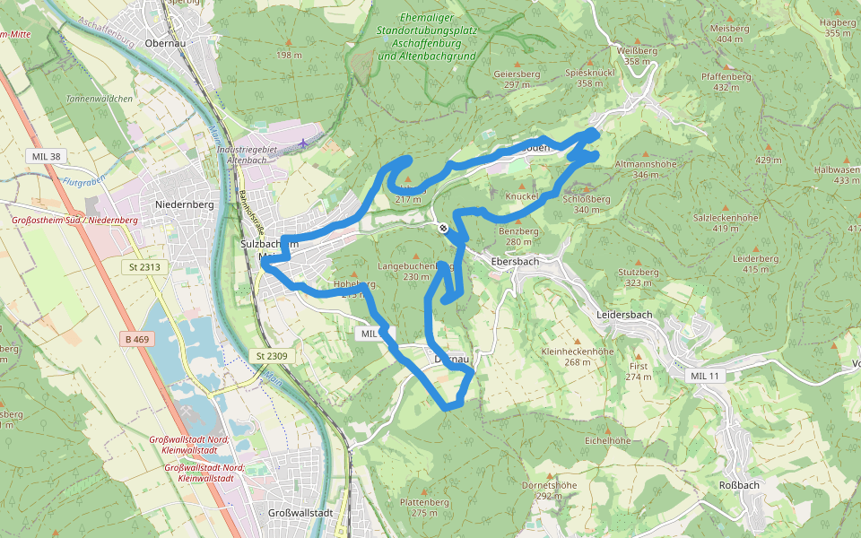 Weg der Pfarreiengemeinschaft walking route map in Sulzbach am Main