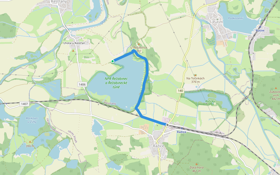 NS Řežabinec walking route map in Kestřany
