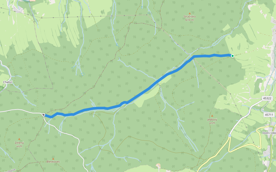 NS ÚDOLÍM JAVORNÉ walking route map in Zlaté Hory