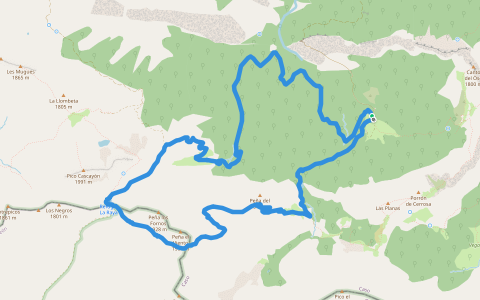 PR-AS 66.1 Brañagallones - La Peña'l Vientu walking route map in Bezanes