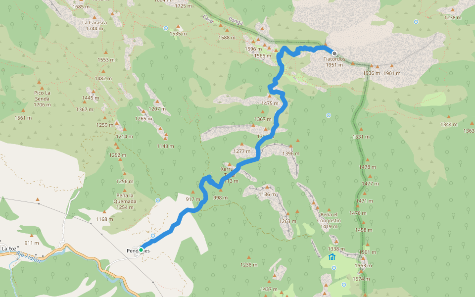 PR-AS 65 Ruta del Tiatordos walking route map in Pendones