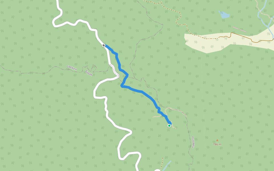 Люляковото светилище walking route map in Бабек
