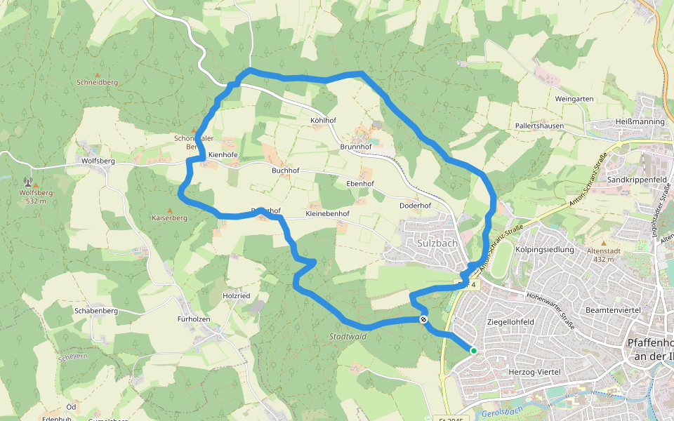 L4 (Zentrale Runde) walking route map in Pfaffenhofen an der Ilm