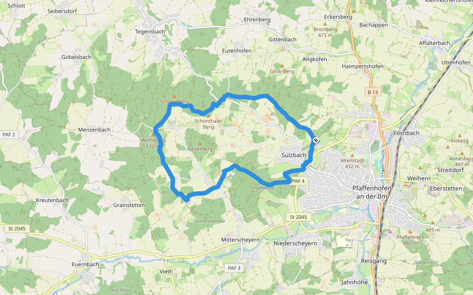 L6 (Schabenbergrunde) walking route map in Pfaffenhofen an der Ilm