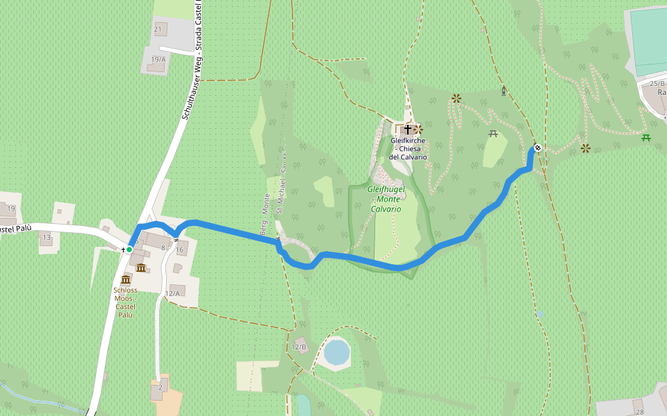 Via Edith Stein Weg walking route map in Castel Palù