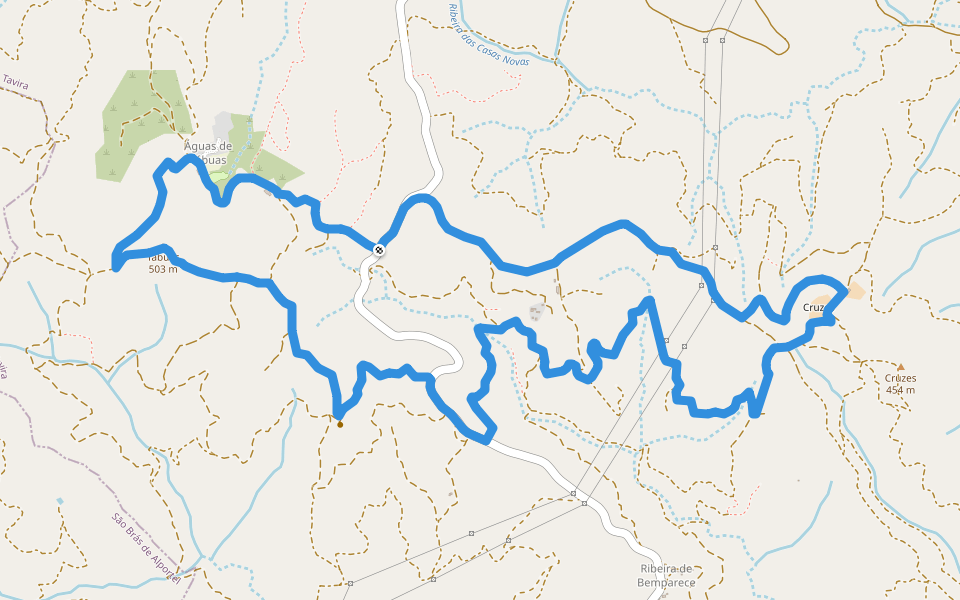 Fonte de Águas de Tábuas walking route map in Corxo