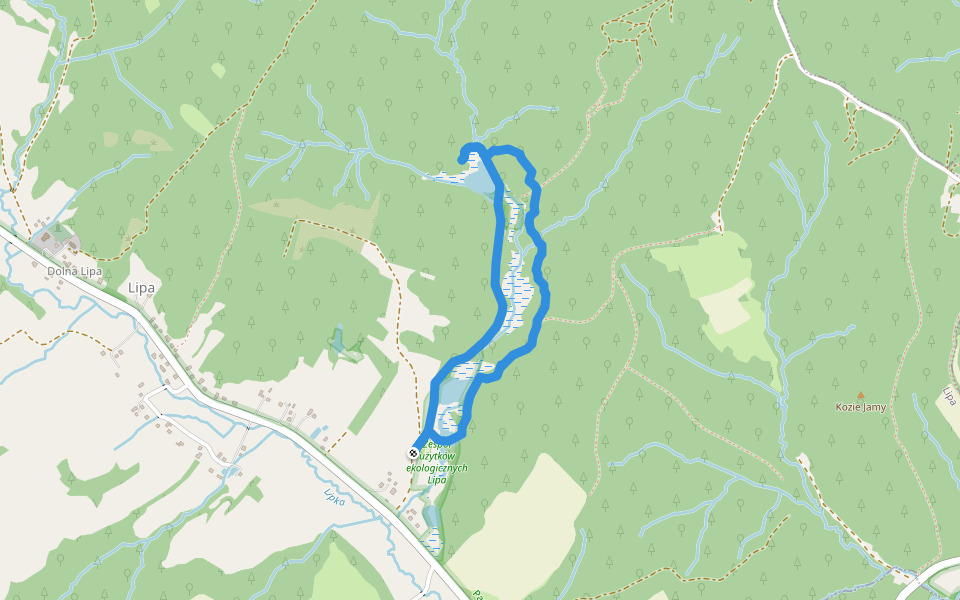 Bobrowa Dolina walking route map in Lipa