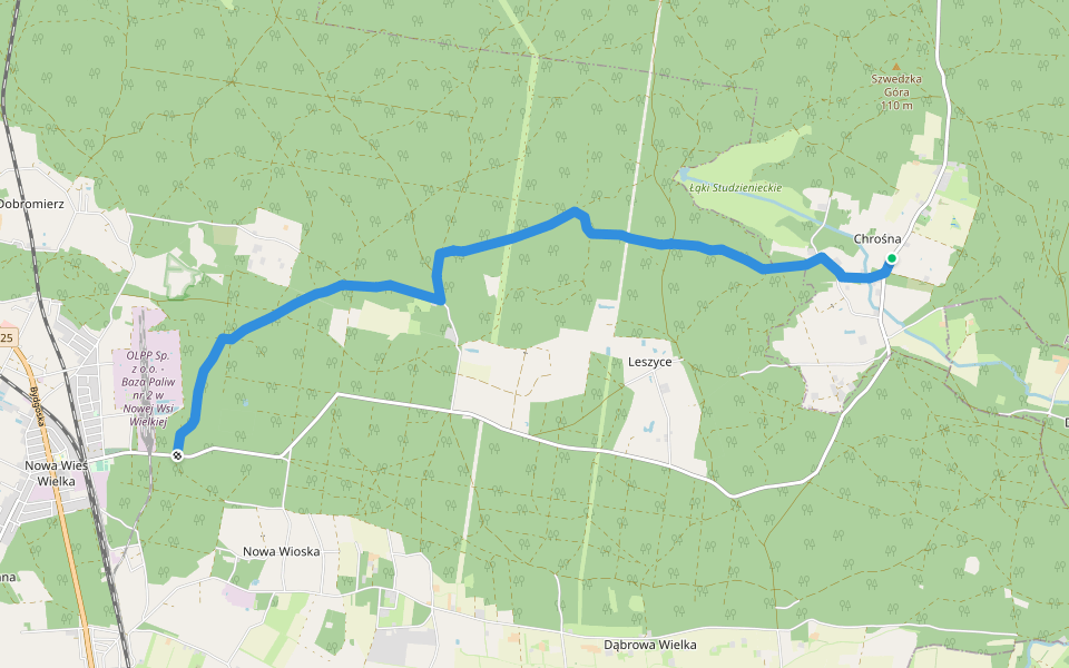 Nowa Wieś Wielka - Chrośna walking route map in Chrośna
