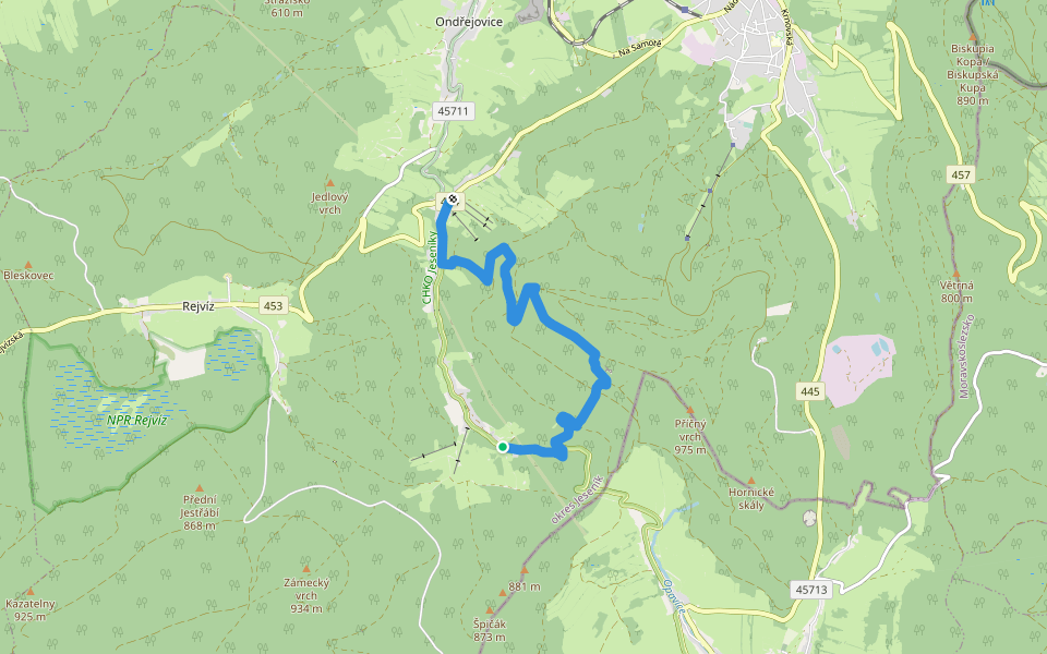 Údolská hornická NS walking route map in Zlaté Hory