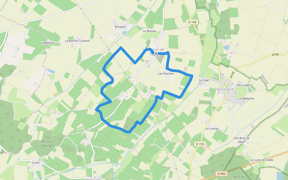 Patrimoine et Vignoble walking route map in Lys-Haut-Layon