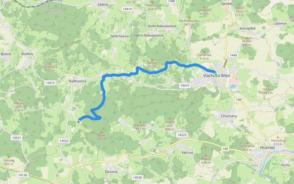 Šár - Libotyně - Vlachovo Březí walking route map in Vlachovo Březí