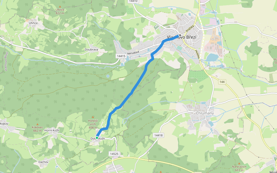 [Z] Vlachovo Březí - Dolni Kožlí walking route map in Vlachovo Březí