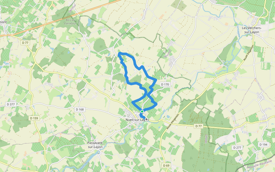 Le Sentier des Étangs walking route map in Lys-Haut-Layon
