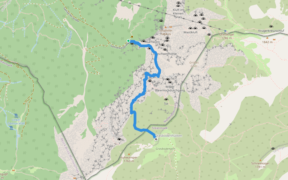 Wildfährte 824A walking route map in Rax-Plateau