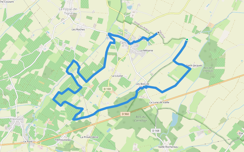 Le Tancoignéen walking route map in Doué-la-Fontaine
