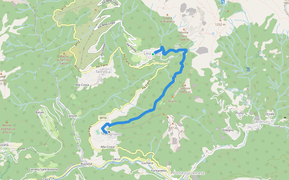 Sentiero Alta Versilia - Tappa 06 - Levigliani - Retignano walking route map in Levigliani