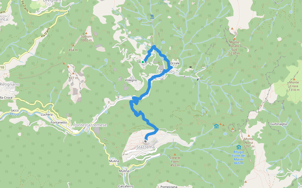 Sentiero Alta Versilia - Tappa 08 - Pruno - Cardoso - Stazzema walking route map in Pruno