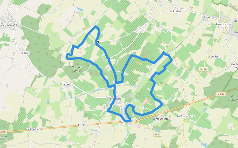 Le sentier des Trois Monts walking route map in Lys-Haut-Layon