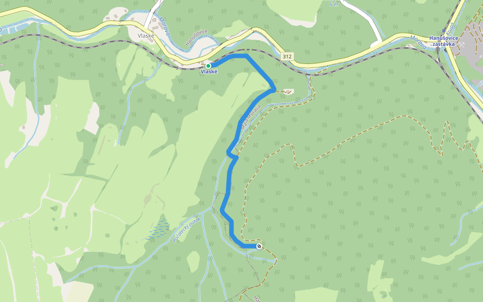 [Z] Vlaské - Pod Vršavou walking route map in Malá Morava