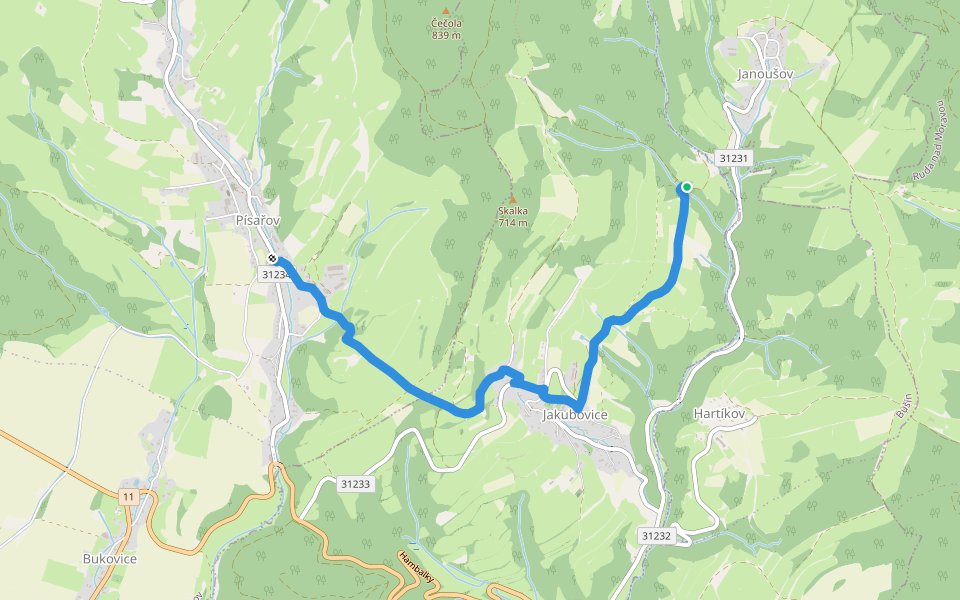[Ž] Písařov - U Ameriky walking route map in Janoušov