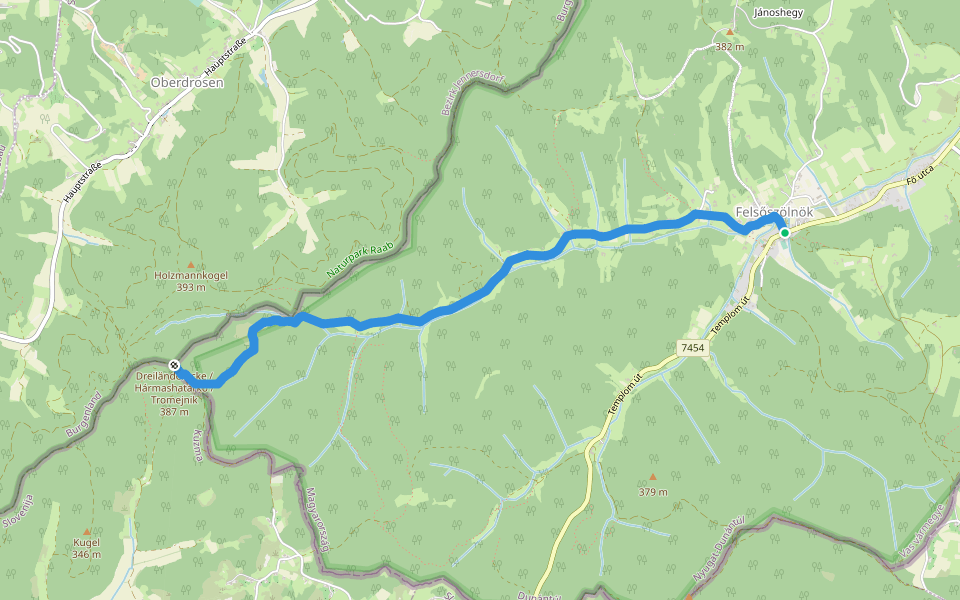 Hármashatár tanösvény walking route map in Felsőszölnök
